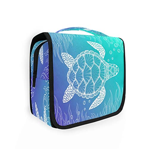 Sea Ocean Kulturtasche mit Tier-Schildkrötenmuster, zum Aufhängen, für Damen und Herren, tragbare Make-up-Tasche, Organizer, Kosmetiktasche für Geldbörse, wasserdichte Reiseutensilien, große Kulturtasche für Kinder und Mädchen, Mehrfarbig, Einheitsgröße von Quteprint