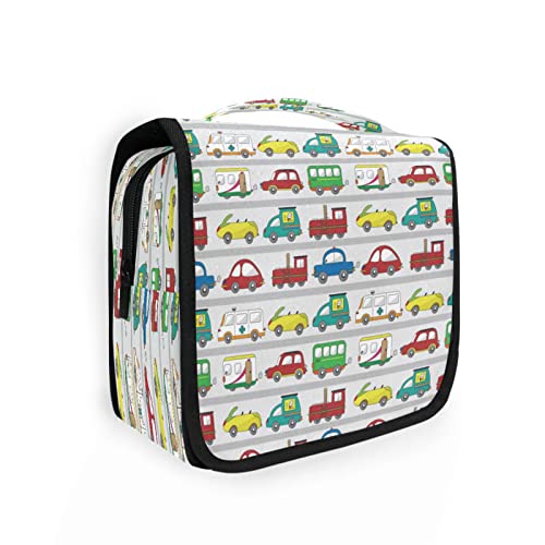 Verschiedene Autos Transport hängende Kulturtasche für Damen und Herren, tragbare Make-up-Tasche Organizer Kosmetiktasche für Geldbörse, Tasche, wasserdichte Reiseutensilien, große Kulturtasche für Kinder und Mädchen, Mehrfarbig, Einheitsgröße von Quteprint