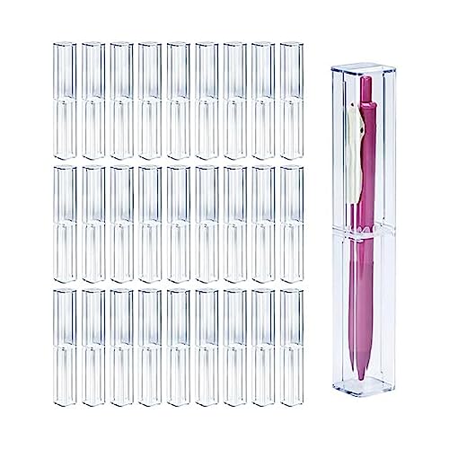 Qutsvosh 25-teiliges transparentes Acryl-Federmäppchen, wiederverwendbar, Geschenkbox-Set, leer, Kunststoff-Stiftaufbewahrungsbehälter, durchsichtig von Qutsvosh