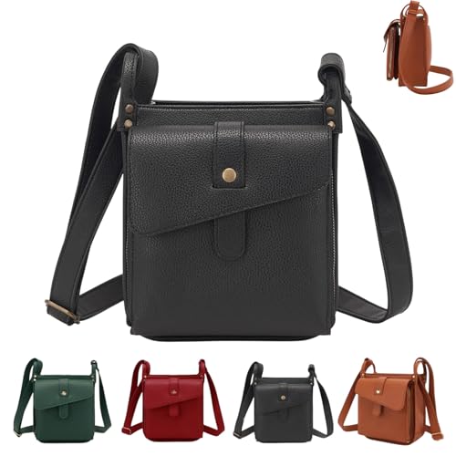 QuyiFa Dollver UmhäNgetasche, Dollver UmhäNgetasche Aus Leder Mit Einzigartigem Design, LäSsige Handtasche Mit Verstellbarem Riemen Und ReißVerschlusstaschen (Schwarz) von QuyiFa