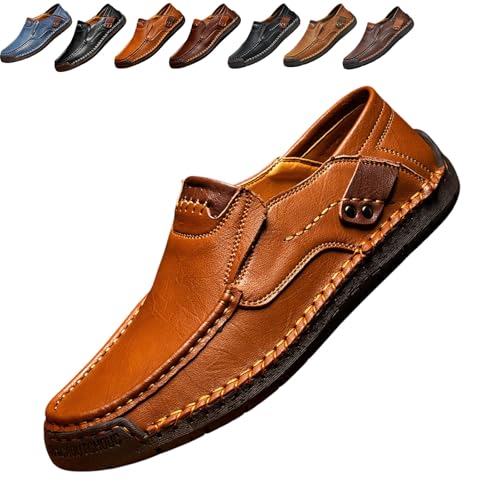 QuyiFa Enjerr OrthopäDische Schuhe, Ideacloth-Schuhe FüR Herren, Wasserdichte, Modische OrthopäDische Herrenschuhe, Bequeme Slipper (Braun,38) von QuyiFa