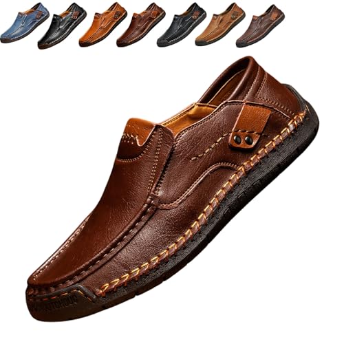 QuyiFa Enjerr OrthopäDische Schuhe, Ideacloth-Schuhe FüR Herren, Wasserdichte, Modische OrthopäDische Herrenschuhe, Bequeme Slipper (Dunkelbraun,48) von QuyiFa