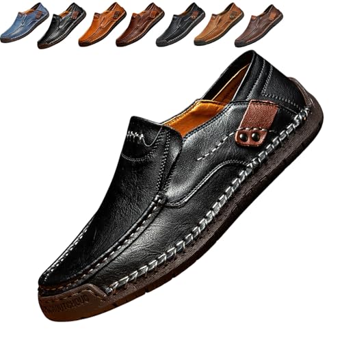 QuyiFa Enjerr OrthopäDische Schuhe, Ideacloth-Schuhe FüR Herren, Wasserdichte, Modische OrthopäDische Herrenschuhe, Bequeme Slipper (Schwarz,45) von QuyiFa