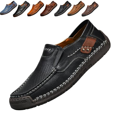 QuyiFa Enjerr OrthopäDische Schuhe, Ideacloth-Schuhe FüR Herren, Wasserdichte, Modische OrthopäDische Herrenschuhe, Bequeme Slipper (Schwarzer Ausschnitt,43) von QuyiFa