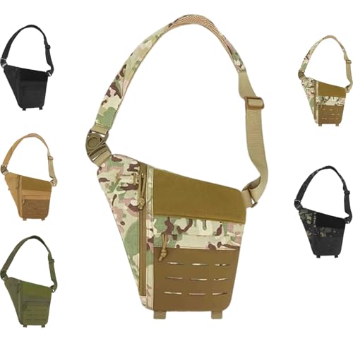 QuyiFa Powios UmhäNgetasche, Taktische Schulter-UmhäNgetasche FüR Den AußEnbereich, Diebstahlsichere Brusttasche, Diebstahlsichere Brusttasche FüR Herren, FüR Outdoor-Sportarten (Camouflage) von QuyiFa