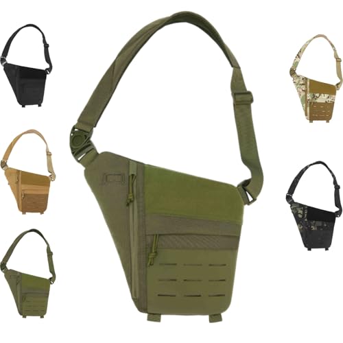 QuyiFa Powios UmhäNgetasche, Taktische Schulter-UmhäNgetasche FüR Den AußEnbereich, Diebstahlsichere Brusttasche, Diebstahlsichere Brusttasche FüR Herren, FüR Outdoor-Sportarten (Grün) von QuyiFa