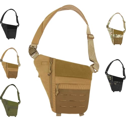 QuyiFa Powios UmhäNgetasche, Taktische Schulter-UmhäNgetasche FüR Den AußEnbereich, Diebstahlsichere Brusttasche, Diebstahlsichere Brusttasche FüR Herren, FüR Outdoor-Sportarten (Khaki) von QuyiFa