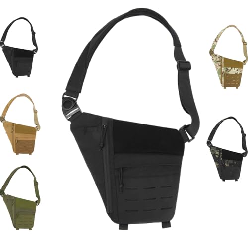 QuyiFa Powios UmhäNgetasche, Taktische Schulter-UmhäNgetasche FüR Den AußEnbereich, Diebstahlsichere Brusttasche, Diebstahlsichere Brusttasche FüR Herren, FüR Outdoor-Sportarten (Schwarz) von QuyiFa