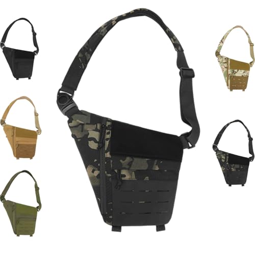 QuyiFa Powios UmhäNgetasche, Taktische Schulter-UmhäNgetasche FüR Den AußEnbereich, Diebstahlsichere Brusttasche, Diebstahlsichere Brusttasche FüR Herren, FüR Outdoor-Sportarten (Schwarz Camouflage) von QuyiFa