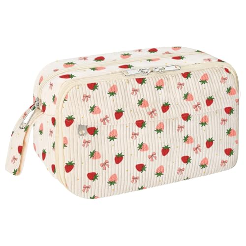 Quystetes Für Mädchen Süßes Ästhetisches Federmäppchen, Große Corduroy Reißverschlusstasche mit Fächern, Bleistiftetui A Quystetes Für Mädchen Süßes Ästhetisches Federmäppchen, Große Corduroy Reißverschlusstasche mit Fächern, Bleistiftetui A von Quystetes