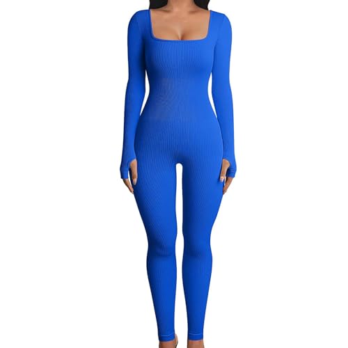 Quzente Langarm-Overall für Damen,Langarm-Sport-Overall - Figurbetonter Jumpsuit mit langen Ärmeln und quadratischem Ausschnitt,Ganzkörper-Bodys für Damen, Langarm-Body Quzente Langarm-Overall für Damen,Langarm-Sport-Overall - Figurbetonter Jumpsuit mit langen Ärmeln und quadratischem Ausschnitt,Ganzkörper-Bodys für Damen, Langarm-Body von Quzente