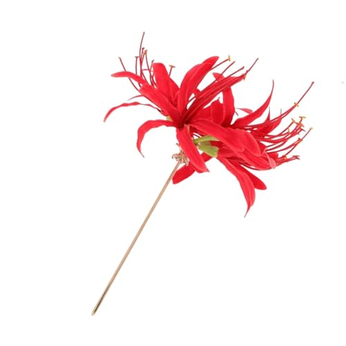 Quzente Rote Blume Haarnadel | Rote Spinne Lilie Chinesische Haarspange | Stilvolle Blume Hochzeit Haar Styling Pins Multifunktional Chinesische Haarschmuck für Frauen Mädchen von Quzente