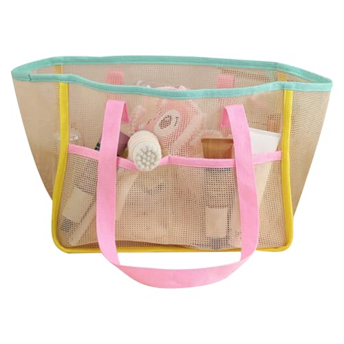 Quzente Strandtasche | Netz-Tragetasche für Damen, , sanddicht, großer Aufbewahrungs-Organizer, Reisezubehör für Outdoor, Lebensmittel, Picknick, Urlaub, Sommer, Handtücher, Spielzeug von Quzente