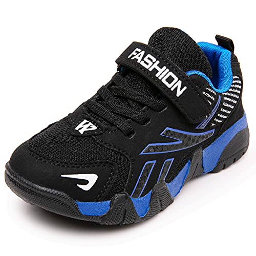 Qvxkd Turnschuhe Jungen Mädchen Hallenschuhe Junge Sportschuhe Kinder Outdoor Laufschuhe Sneaker Klettverschluss Wanderschuhe Blau 29EU von Qvxkd