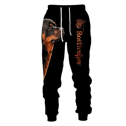 Rottweiler Hund 3D gedruckt Hoodie Anzug Männer Casual Sweatshirts Sweatpants Herren Trainingsanzug Set, Pants-2, 36 von Qwang