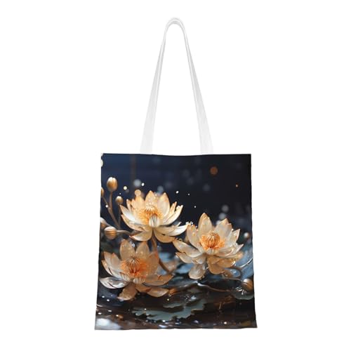 Bohemian White Lotus Canvas Tote Bags Are Reusable And Suitable For Shopping, Going To School, Going To Work, Etc. von Qwvbn