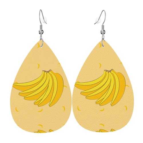 Cartoon-Bananen-Tropfenförmige Leder-Ohrringe, Kleidungsdekoration, geeignet für Festivalpartys, Feiertage und das tägliche Leben von Qwvbn