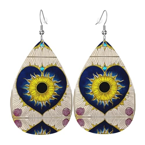 Cartoon Herz Sonne Tropfenförmige Leder Ohrringe Kleidung Dekoration, geeignet für Festival Party, Urlaub und Alltag von Qwvbn