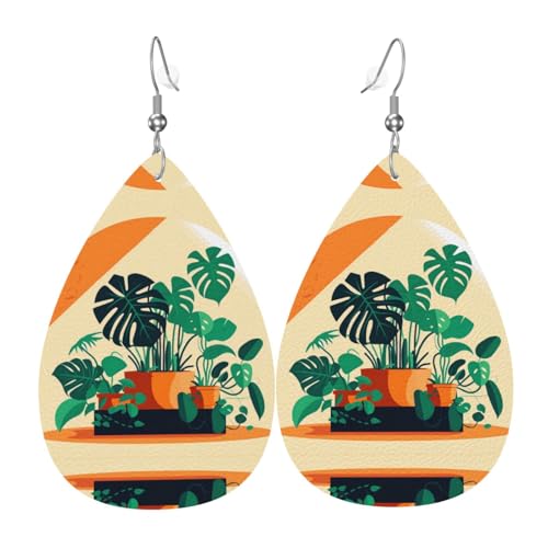 Cartoon Turtle Back Bambus Teardrop Shaped Leder Ohrringe Kleidung Dekoration, geeignet für Festival Party, Urlaub und Alltag von Qwvbn