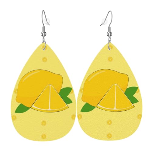 Cartoon-Zitronen-Tropfenförmige Leder-Ohrringe, Kleidungsdekoration, geeignet für Festivalpartys, Feiertage und das tägliche Leben von Qwvbn