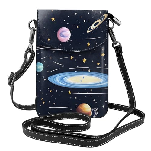 Die Solar Family Leder-Umhängetasche mit Klappe, weich und wasserdicht, kann als Geldbörse verwendet werden, mit einem abnehmbaren Schultergurt. von Qwvbn