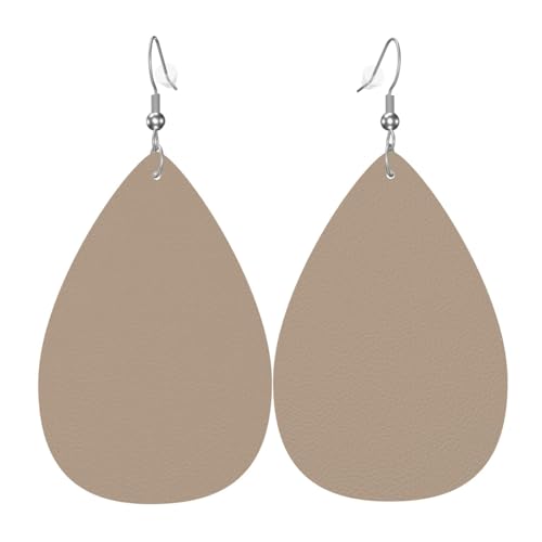 Einfarbige, hellbraune tropfenförmige Leder-Ohrringe, Kleidungsdekoration, geeignet für Festivals, Feiertage und den Alltag von Qwvbn