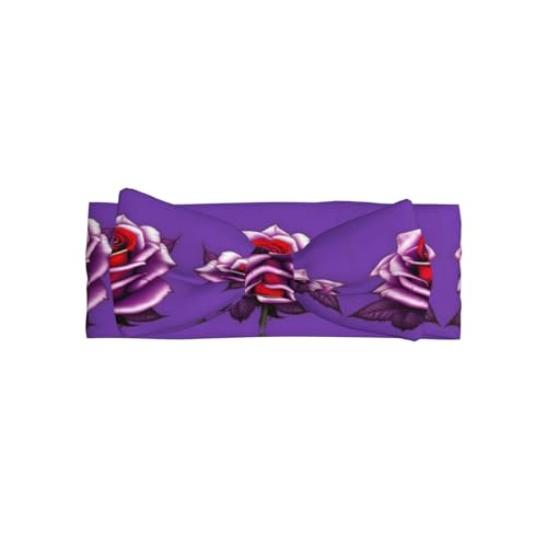 Fuchsia Rose Allover-bedrucktes Babyschleifen-Stirnband passt zu jedem Outfit für Babys, Kleinkinder und Kinder von Qwvbn