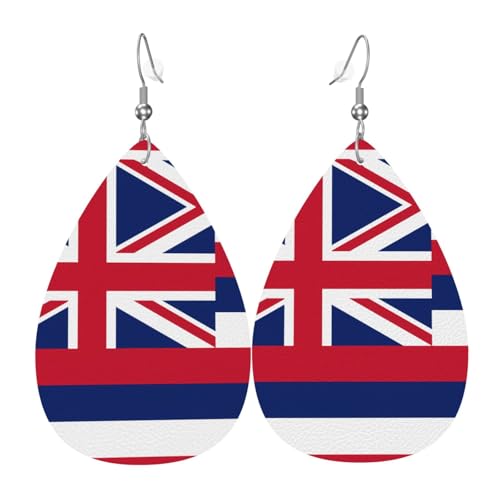 Hawaii-Flagge, tropfenförmige Lederohrringe, Kleidungsdekoration, geeignet für Festivalpartys, Feiertage und das tägliche Leben von Qwvbn