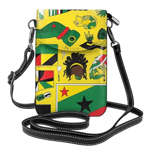 Jamaican Elements Leder-Crossbody-Tasche, weich und wasserdicht, kann als Geldbörse verwendet werden, mit abnehmbarem Schultergurt. von Qwvbn