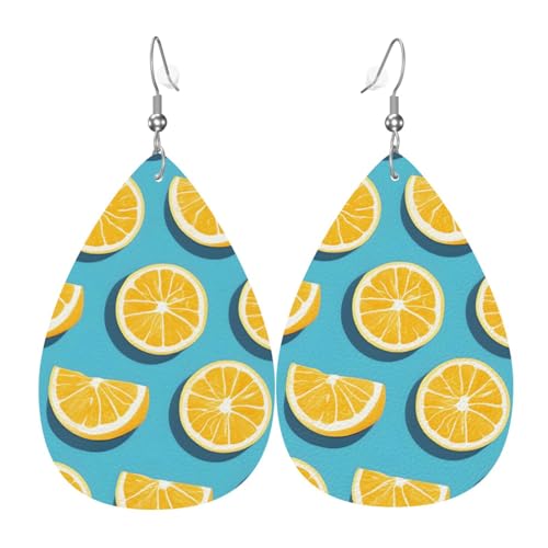 Lemon Wedges Tropfenförmige Lederohrringe, Kleidungsdekoration, geeignet für Festivalpartys, Feiertage und das tägliche Leben von Qwvbn