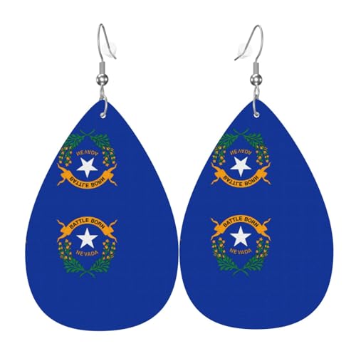 Nevada State Flag Teardrop Shaped Leather Earrings Clothing Decoration Suitable for Festival Party, Holiday and Daily Life von Qwvbn