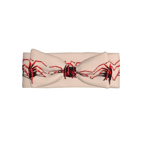 Niedliche kleine rote Spinne mit Allover-bedrucktem Babyschleifen-Stirnband passt zu jedem Outfit für Babys, Kleinkinder und Kinder von Qwvbn