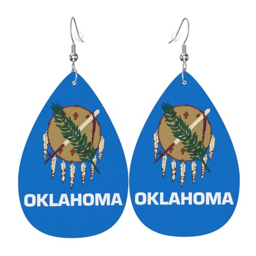 Oklahoma State Flag Teardrop Shaped Leather Earrings Clothing Decoration Suitable for Festival Party, Holiday and Daily Life von Qwvbn