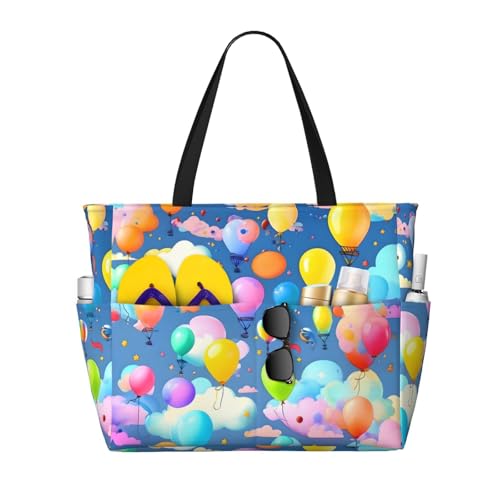 QWVBN Bunte Strand-Reisetasche, leicht und wiederverwendbar, geeignet für Familienausflüge, Fitnessstudio und Outdoor-Abenteuer. von Qwvbn