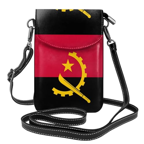 Qwvbn Angola-Flagge, Leder, Crossbody-Tasche, weich und wasserdicht, kann als Geldbörse verwendet werden, mit abnehmbarem Schultergurt. von Qwvbn