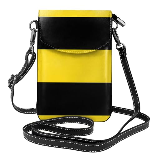 Qwvbn Baden-Württemberg Flagge Leder Crossbody Flap Handytasche weich und wasserdicht kann als Geldbörse verwendet werden, mit einem abnehmbaren Schultergurt. von Qwvbn