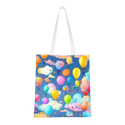 Qwvbn Bunte Ballon-Tragetaschen aus Segeltuch sind wiederverwendbar und geeignet zum Einkaufen, zur Schule, zur Arbeit usw. von Qwvbn