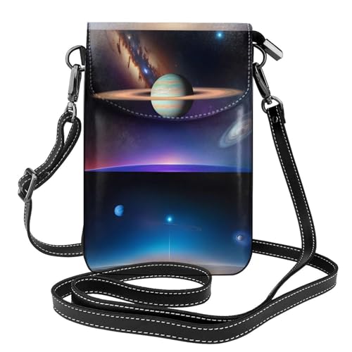 Qwvbn Cosmic Saturn Umhängetasche aus Leder, weich und wasserdicht, kann als Geldbörse verwendet werden, mit abnehmbarem Schultergurt. Qwvbn Cosmic Saturn Umhängetasche aus Leder, weich und wasserdicht, kann als Geldbörse verwendet werden, mit abnehmbarem Schultergurt. von Qwvbn