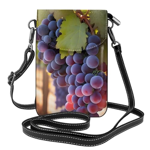 Qwvbn Desert Grapes Leder-Umhängetasche, weich und wasserdicht, kann als Geldbörse verwendet werden, mit abnehmbarem Schultergurt. von Qwvbn