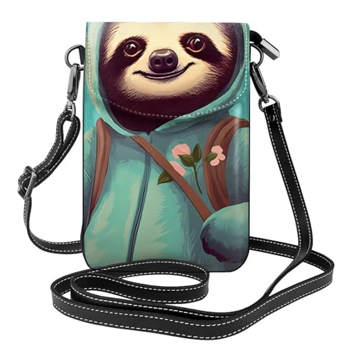 Qwvbn Faultierische Umhängetasche aus Leder, weich und wasserdicht, kann als Brieftasche verwendet werden, mit abnehmbarem Schultergurt. von Qwvbn