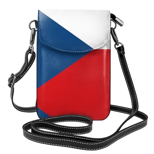 Qwvbn Flagge der Tschechischen Republik Leder Crossbody Flap Phone Tasche, weich und wasserdicht, kann als Brieftasche verwendet werden, mit einem abnehmbaren Schultergurt. von Qwvbn
