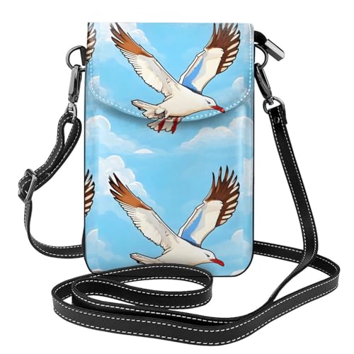 Qwvbn Flying Seagulls Umhängetasche aus Leder, weich und wasserdicht, kann als Geldbörse verwendet werden, mit abnehmbarem Schultergurt. von Qwvbn