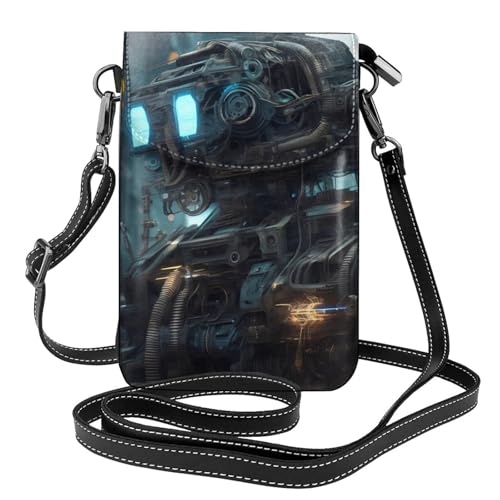 Qwvbn Future Robot Umhängetasche aus Leder, weich und wasserdicht, kann als Brieftasche verwendet werden, mit abnehmbarem Schultergurt. von Qwvbn