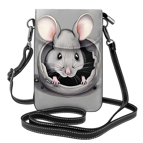 Qwvbn Graue Umhängetasche aus Leder mit Klappe, weich und wasserdicht, kann als Brieftasche verwendet werden, mit abnehmbarem Schultergurt. von Qwvbn