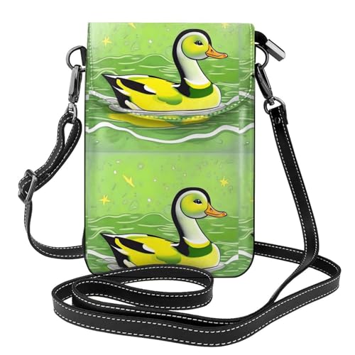 Qwvbn Green Duck Leder-Umhängetasche, weich und wasserdicht, kann als Brieftasche verwendet werden, mit abnehmbarem Schultergurt. von Qwvbn