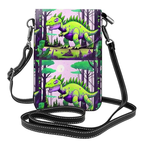Qwvbn Grüne Dinosaurier-Leder-Umhängetasche, weich und wasserdicht, kann als Brieftasche verwendet werden, mit abnehmbarem Schultergurt. Qwvbn Grüne Dinosaurier-Leder-Umhängetasche, weich und wasserdicht, kann als Brieftasche verwendet werden, mit abnehmbarem Schultergurt. von Qwvbn