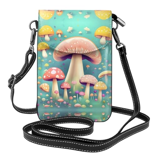Qwvbn Hübsche kleine Pilze Leder-Crossbody-Tasche, weich und wasserdicht, kann als Geldbörse verwendet werden, mit abnehmbarem Schultergurt. Qwvbn Hübsche kleine Pilze Leder-Crossbody-Tasche, weich und wasserdicht, kann als Geldbörse verwendet werden, mit abnehmbarem Schultergurt. von Qwvbn