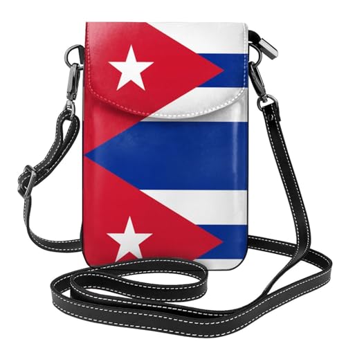 Qwvbn Kubanische Flagge, Leder, Crossbody-Tasche, weich und wasserdicht, kann als Geldbörse verwendet werden, mit abnehmbarem Schultergurt. von Qwvbn