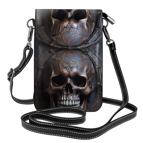 Qwvbn Kupferfarbene Totenkopf-Leder-Umhängetasche, weich und wasserdicht, kann als Geldbörse verwendet werden, mit abnehmbarem Schultergurt. Qwvbn Kupferfarbene Totenkopf-Leder-Umhängetasche, weich und wasserdicht, kann als Geldbörse verwendet werden, mit abnehmbarem Schultergurt. von Qwvbn
