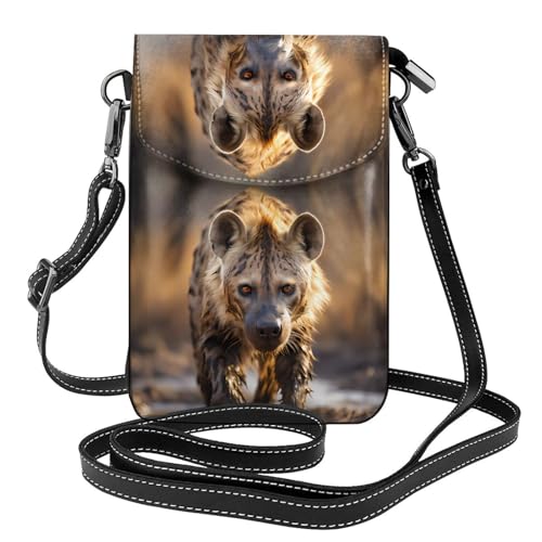 Qwvbn Lone Hyena Leder-Crossbody-Tasche, weich und wasserdicht, kann als Geldbörse verwendet werden, mit abnehmbarem Schultergurt. von Qwvbn